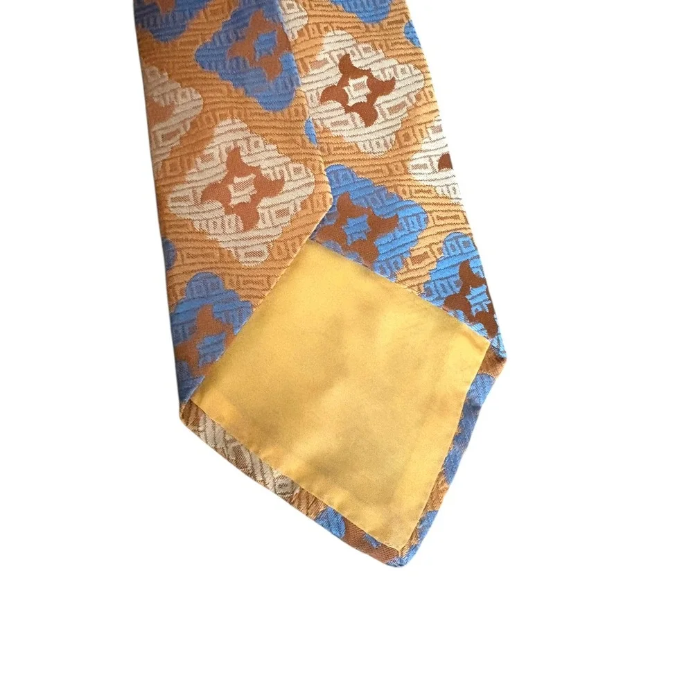 Vioni's Canton Vintage Necktie Brown Blue‎ Geometric Men's Tie 57